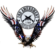 Load image into Gallery viewer, American Eagle 2nd Amendment Large Steel Wall Emblem 18" by 16.5" Sign