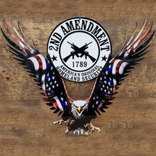 Load image into Gallery viewer, American Eagle 2nd Amendment Large Steel Wall Emblem 18" by 16.5" Sign