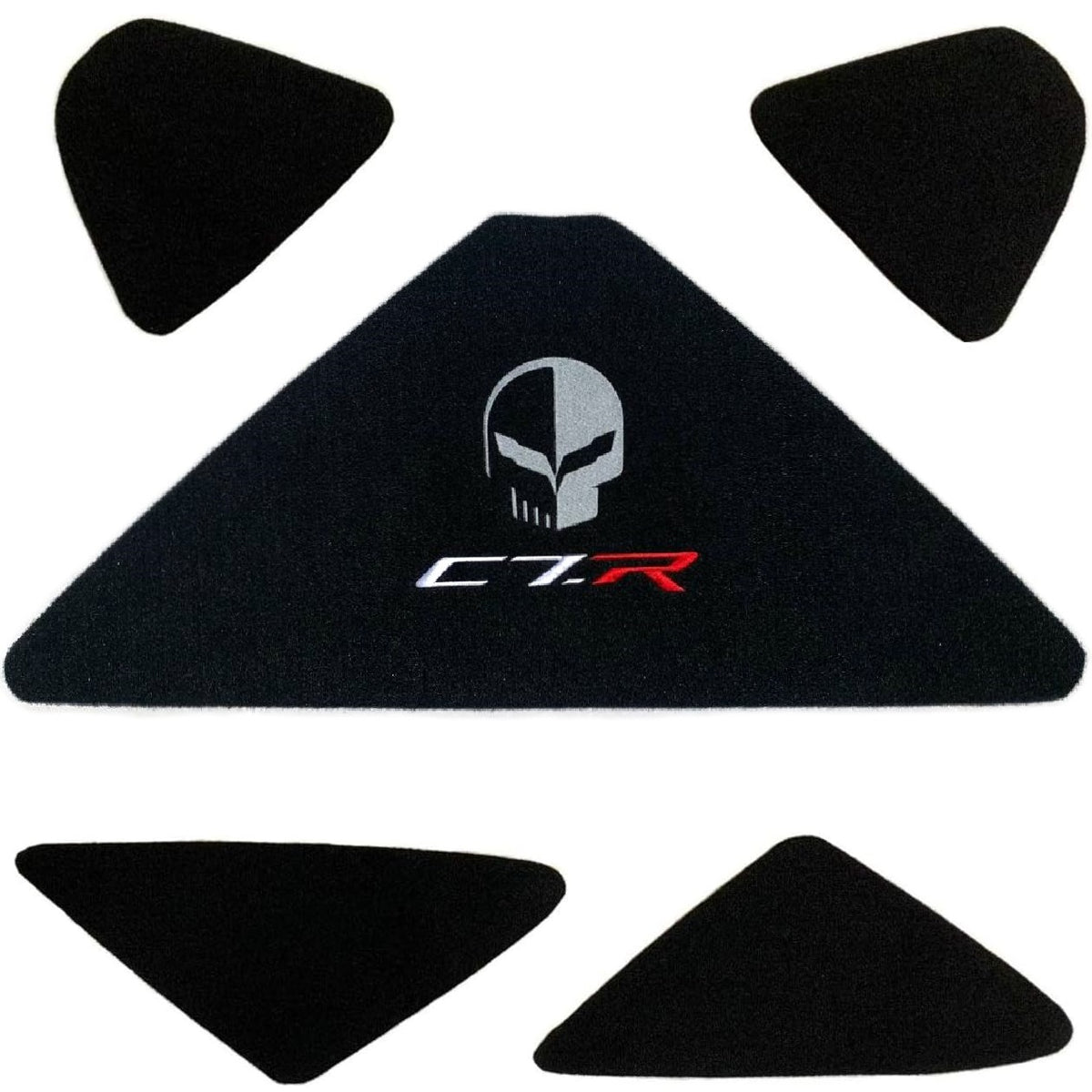 C7 Corvette Trunk Lid Liner w/ Jake Skull C7.R Silver Embroidered Embl