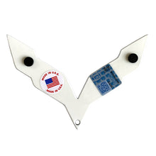 Load image into Gallery viewer, C7 Corvette Black Crossed Flag Metal Magnet Emblem Art Size: 6" x 4"