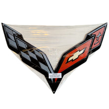 Load image into Gallery viewer, C7 Corvette Stingray Black Crossed flag Metal Under hood Emblem Fits: 2014 thru 2019