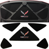 C7 Corvette Trunk Lid Liner Cross Flag + ZO6 Embroidered Emblems 5pc Kit 14 - 19