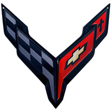 Load image into Gallery viewer, C8 Corvette Trunk BLACK Crossed flag Metal Under Lid Frunk Emblem Fits: 2020 + Later