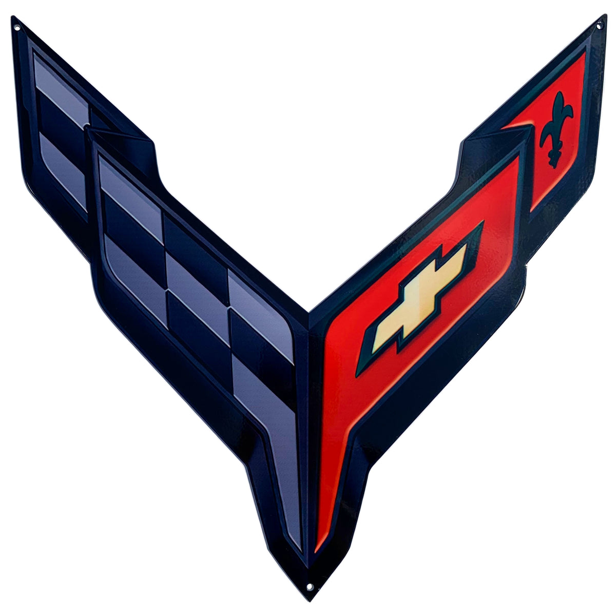 C6 Corvette Crossed Flag Wall Emblem Large Metal Art 05-13 Full 32" By 12" In Size Cross Flag - Foto 4