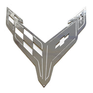 C8 Corvette PChrome Finished Crossed Flag Wall Emblem Large Metal Art Full 20