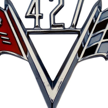 Load image into Gallery viewer, Chevrolet GM 427 V-Flag Large Wall Emblem Full 24" x 14.5" Cross Flag Steel Emblem