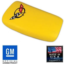 Load image into Gallery viewer, C5 Corvette Center Console Pad Lid Pace Yellow Leather w/ Black Cross Flag 97-04
