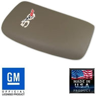 C5 Corvette Center Console Pad Lid Dark Parchment Leather w/ 50th Cross Flag