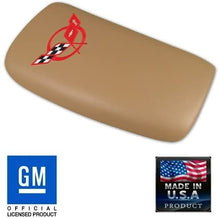 Load image into Gallery viewer, C5 Corvette Center Console Pad Lid Oak Leather w/ Red Cross Flag Emblem 97-04