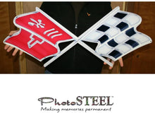 Load image into Gallery viewer, C3 Corvette Crossed Flag Wall Emblem Large Metal Art 68-76 Full 32" x 13"