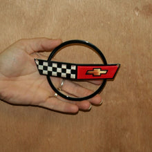 Load image into Gallery viewer, C4 Corvette Crossed Flag Metal Magnet Emblem Art Size: 5" x 3" 84 thru 90