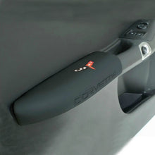 Load image into Gallery viewer, C6 Corvette Black Door Armrest Pad w/ Embroidered Cross Flag and Script 05 - 13