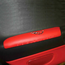 Load image into Gallery viewer, C5 Corvette Torch Red Door Armrest Pad w/ Embroidered Cross Flag + Script 97-04