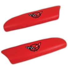 Load image into Gallery viewer, C5 Corvette Torch Red Door Armrest Pad w/ Embroidered Cross Flag + Script 97-04
