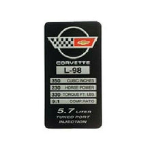 Load image into Gallery viewer, C4 Corvette Spec Data Plate Embossed in Scratch-Resistant Aluminum 84 thru 96
