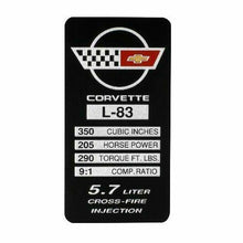 Load image into Gallery viewer, C4 Corvette Spec Data Plate Embossed in Scratch-Resistant Aluminum 84 thru 96