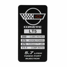 Load image into Gallery viewer, C4 Corvette Spec Data Plate Embossed in Scratch-Resistant Aluminum 84 thru 96