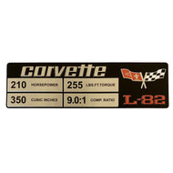 C3 Corvette Spec Data Plate Embossed in Scratch-Resistant Aluminum L-82 Engine 76-77