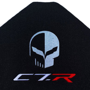 C7 Corvette Trunk Lid Liner w/ Jake Skull C7.R Silver Embroidered Emblem 14-19