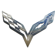 C7 Corvette PChrome Finished Crossed Flag Wall Emblem Large Metal Art 14 thru 19 Full 24