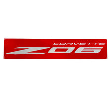 Load image into Gallery viewer, C8 Corvette ZO6 Red Wall Emblem Dusted Chrome Powder Finish Full 35&quot; by 7&quot;

