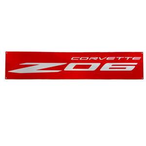 C8 Corvette ZO6 Red Wall Emblem Dusted Chrome Powder Finish Full 35" by 7"