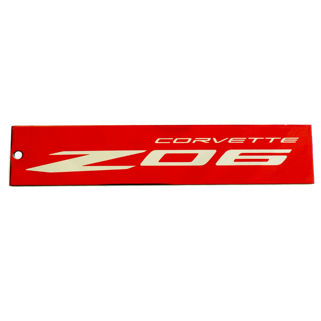 C8 Corvette ZO6 Red Steel Magnet Emblem Dusted Chrome Powder Finish 7.5