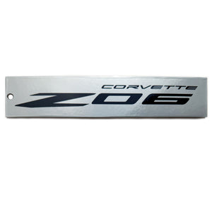 C8 Corvette ZO6 Silver Steel Magnet Emblem Dusted Chrome Powder Finish 7.5" by 1.75" Z06