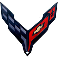 C8 Corvette BLACK Crossed Flag Metal Magnet Emblem Art 4.5