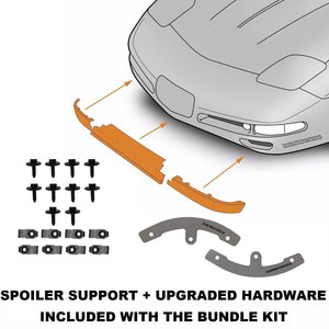 C5 Corvette Spoiler Air Dam Bundle Kit w/ Side Support + Mount Hardware 97-04