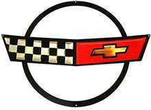 Load image into Gallery viewer, C4 Corvette Crossed Flag Wall Emblem Large Metal Art 84-90 Full 27&quot; x 19&quot;
