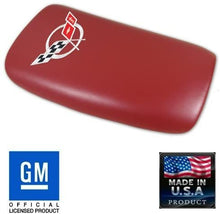 Load image into Gallery viewer, C5 Corvette Center Console Pad Lid Red Leather with Silver Cross Flag 97-04
