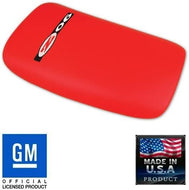 C5 Corvette Center Console Pad Lid Torch Red Leather w/ ZO6 Embroidered Emblem