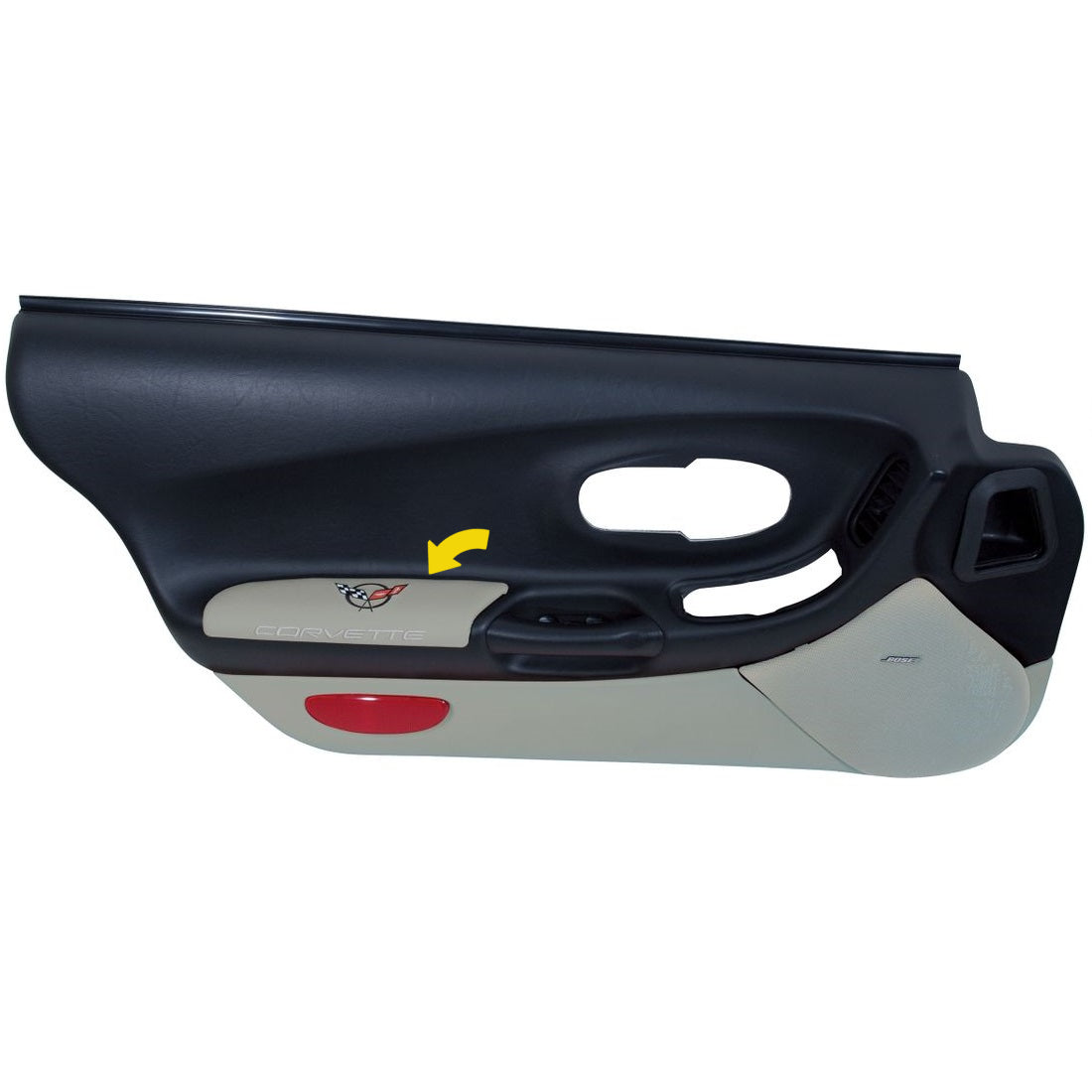 C5 Corvette Gray Door Armrest Pad w/ Embroidered Cross Flag and Script ...