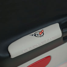 Load image into Gallery viewer, C5 Corvette Gray Door Armrest Pad w/ Embroidered Cross Flag and Script 97 thru 04
