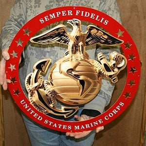USMC Enlisted Red Circle Large Wall Emblem 19"x19" Marine Corps Semper FI