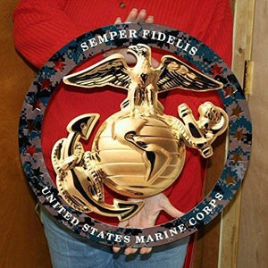 USMC Enlisted Camouflage Large Wall Emblem Insignia 19" MARINE CORPS SEMPER FI