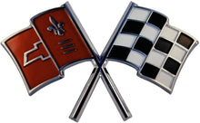 Load image into Gallery viewer, C2 Corvette Crossed Flag Nose Wall Emblem Large Metal Art 65-66 Full 28&quot; x 17&quot;

