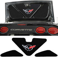 C5 Corvette Trunk Lid Liner w/ Cross Flag Embroidered Silver Emblem 3PC 98 - 04