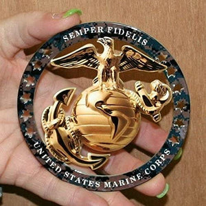 USMC Enlisted Round Emblem Magnet 4"x4" Marine Corps Semper FI