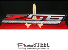 Load image into Gallery viewer, C7 Corvette ZO6 Super Charged Wall Emblem Large Metal Z06 Art 35&quot; by 5&quot; in Size
