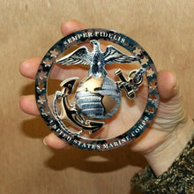 Load image into Gallery viewer, USMC Officer Round Emblem Magnet 4&quot;x4&quot; Marine Corps Semper FI
