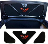 C5 Corvette Trunk Lid Liner w/ Cross Flag Embroidered Red Emblem 3 Piece 98 - 04