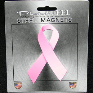 Pink Ribbon Breast Cancer Awareness Metal with Magnets 4.5" by 2.75"