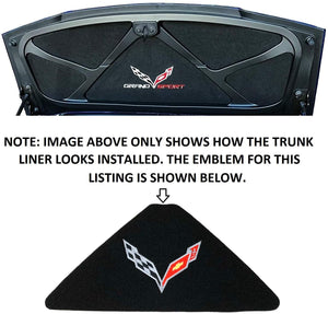 C7 Corvette Trunk Lid Liner w/ Silver Cross Flag Embroidered Emblem 14 thru 19