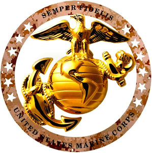 USMC Enlisted Round Large Wall Emblem Desert Camo 19" Marine Corps Semper FI