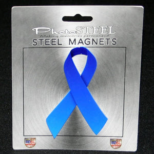 Blue Ribbon Colon Cancer Awareness Metal with Magnets 4.5" by 2.75"
