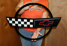 Load image into Gallery viewer, C4 Corvette Crossed flag Wall Emblem Large Metal Art 91-96 Full 27&quot; x 19&quot; Size
