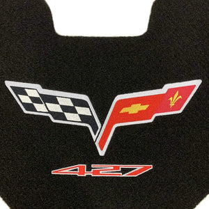 C6 Corvette Trunk Lid Liner w/ 427 + Cross Flag Embroidered Emblems 3Pc 05-13