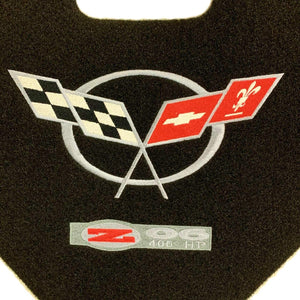 C5 Corvette Trunk Lid Liner Cross Flag + ZO6 Embroidered Emblem 3Pc Kit 98-04